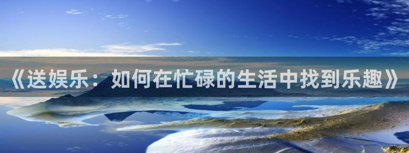 2元彩票官网：《送娱乐：如何在忙碌的生活中找到乐趣》